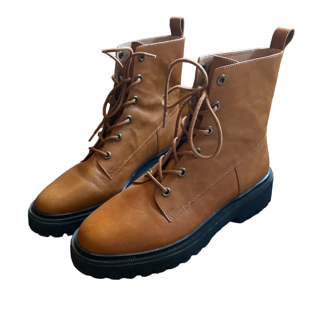 Madewell The Rayna Lace-Up Boot in Leather size 10.5
